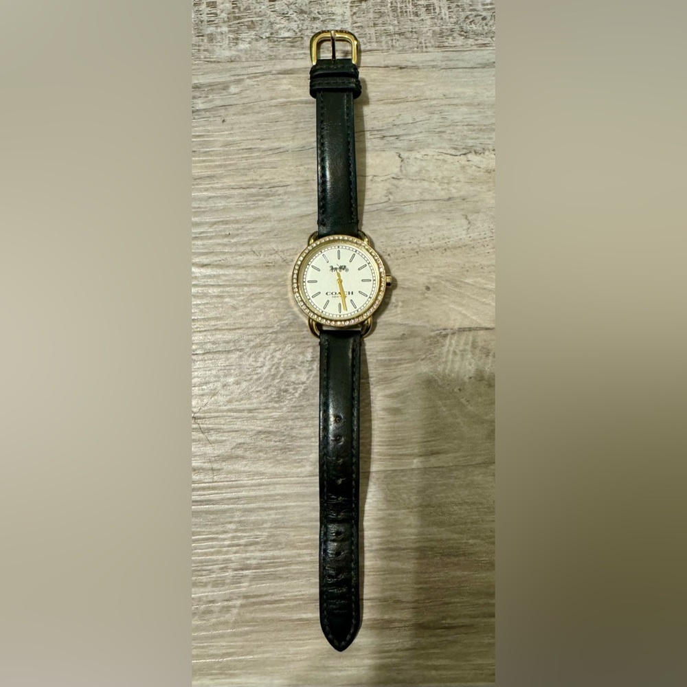Coach LEX WOMENS Watch WHITE DIAL WITH ION PLATED THIN GOLD BRASS AND CRYSTALS - Picture 2 of 15